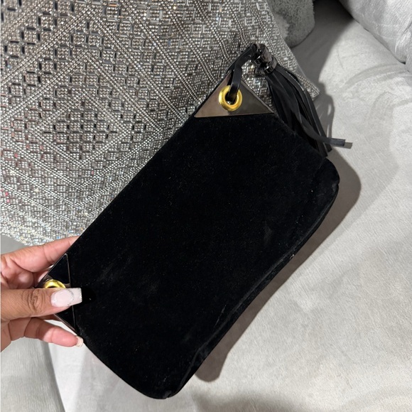 Elegant Velvet Black Clutch with Tassel - Picture 3 of 3